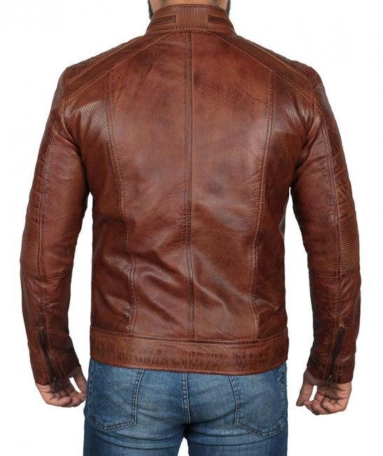 Men's Austin Chocolate Brown Waxed Leather Jacket