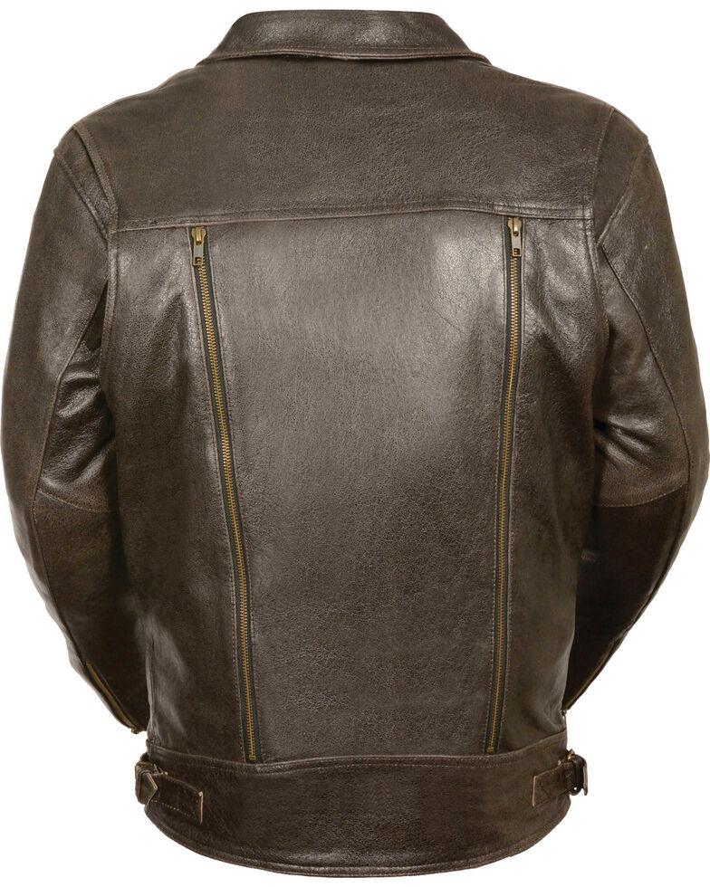 Brown Pocket Biker Leather Jacket For Men's
