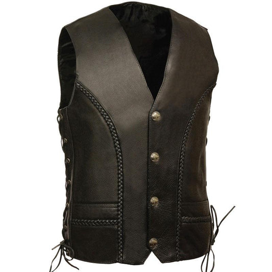 MEN'S BUFFALO SNAP BRAIDED SIDE LACE VEST IN BLACK