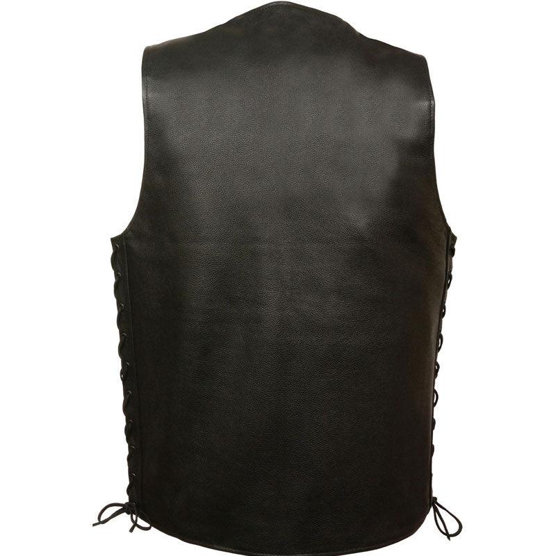 MEN'S STRAIGHT BOTTOM SIDE LACE VEST IN BLACK