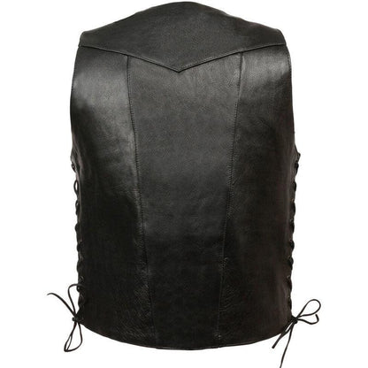 BLACK POCKET SIDE LACE VEST FOR MEN'S