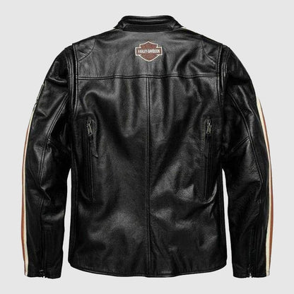 Harley Davidson Motorcycle Biker jacket Real Genuine Cowhide Leather Jacket In Black