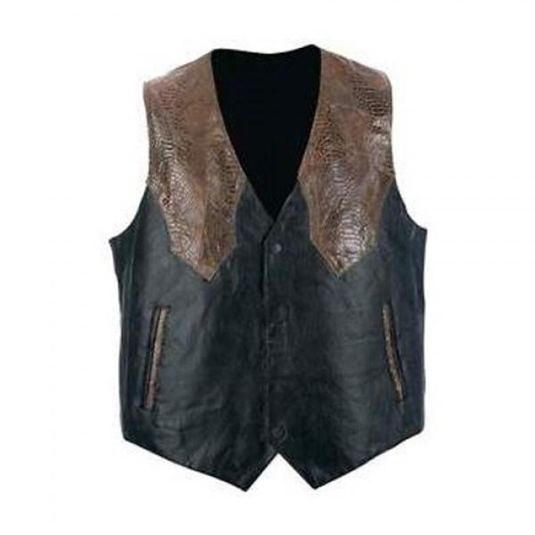 Black Motorcycle Style Leather Vest