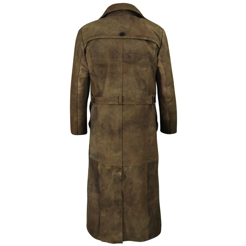 Brown Leather Duster Coat For Men