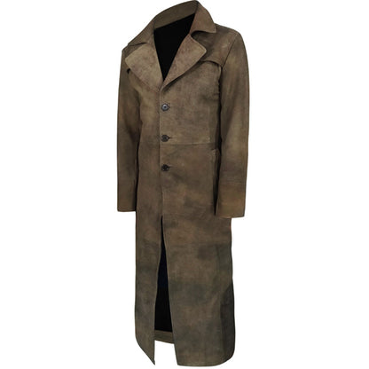 Brown Leather Duster Coat For Men
