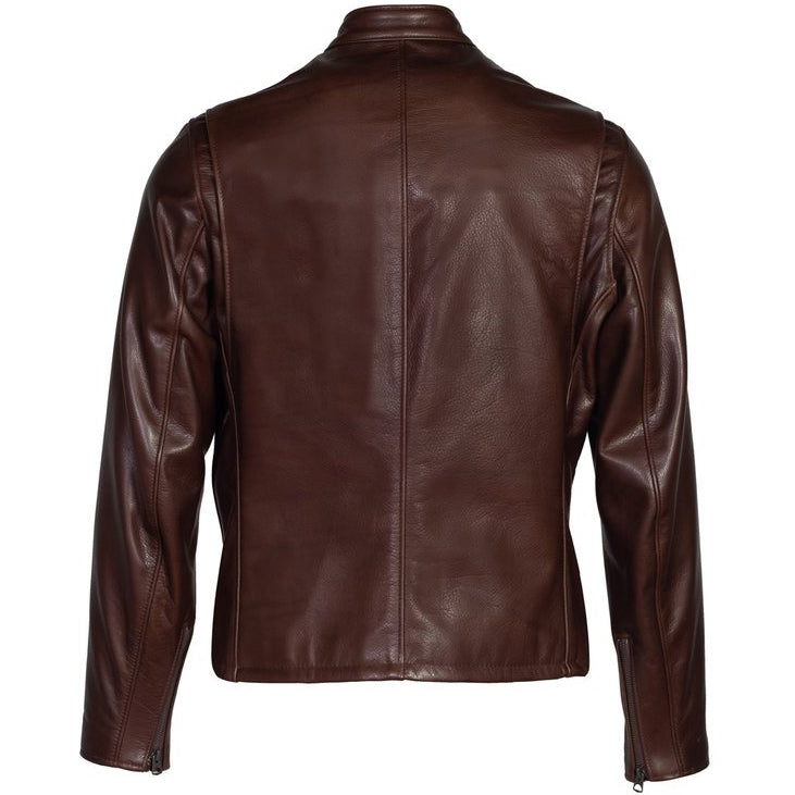 Mens Cafe Racer Leather Jacket Vintage Style