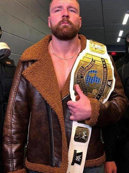 Dean Ambrose WWE Wrestler Brown Shearling Jacket