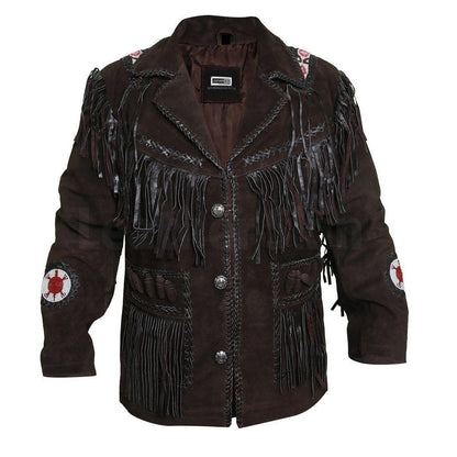 Edgy Chocolate Brown Leather Jacket with Fringes
