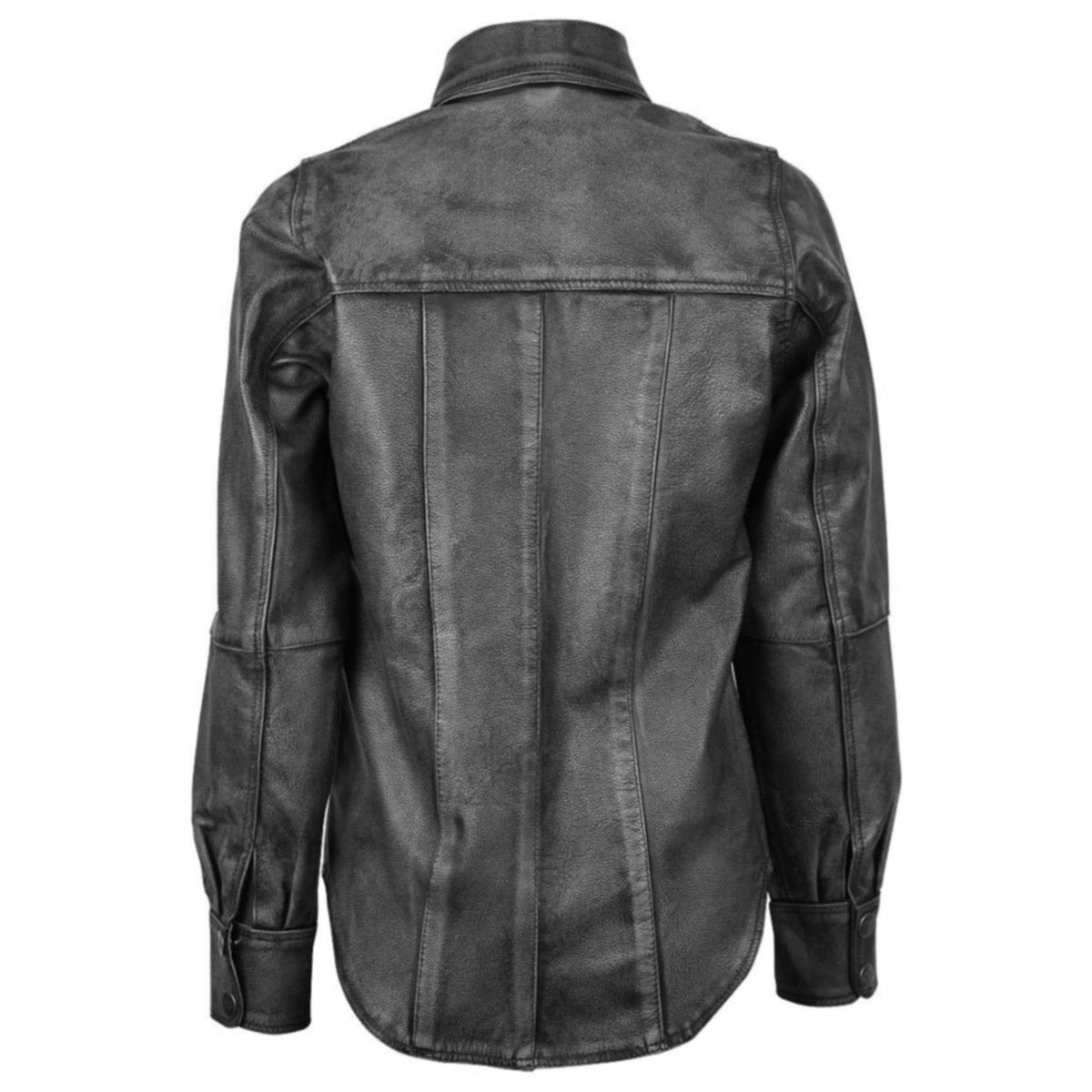 Women's Black Lambskin Leather Shirt