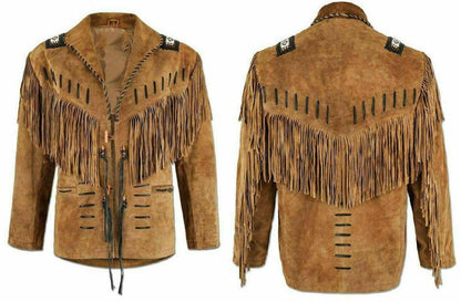 Handmade Men's Western Suede leather jacket, Men coy boy western Fringe Jacket