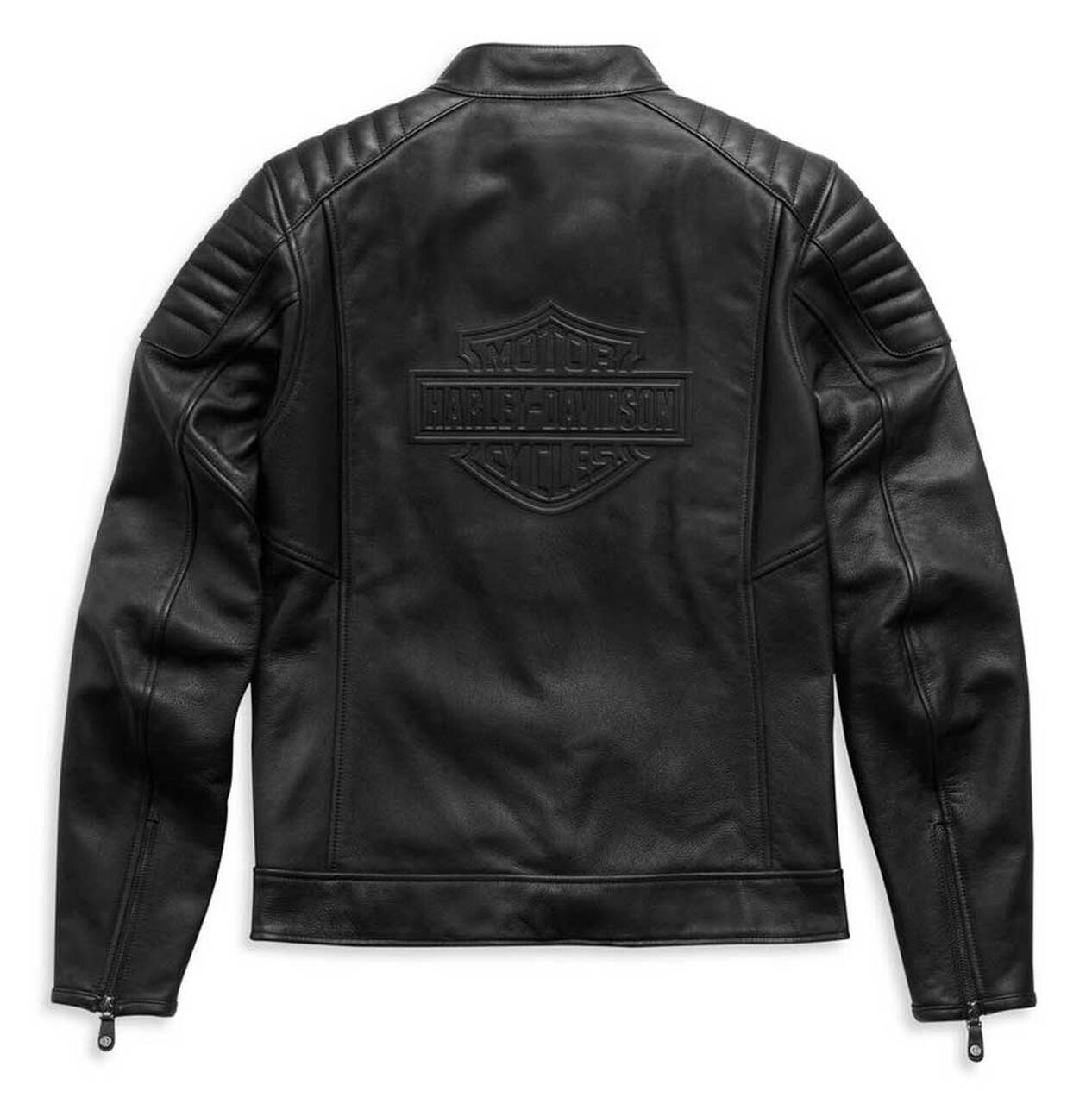 Men's Embossed Harley-Davidson Logo Padded Biker Leather Jacket In Black