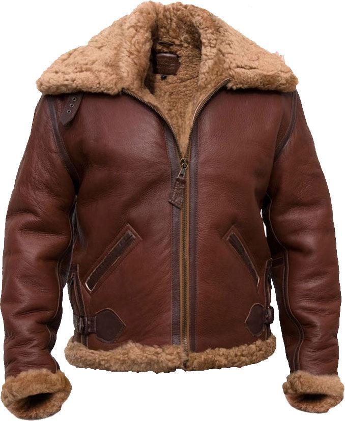 High-quality Pilot Bomber Brown Leather Jacket With Fur