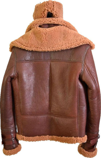 Hot Sale Men's B3 Bomber Leather Brown Jacket With Fur