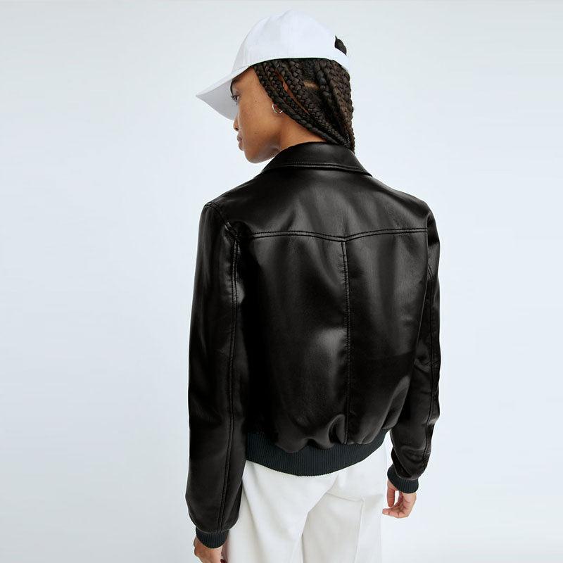 Women's Aviator Sheepskin Shearling Motorbike  Leather Bomber Jacket