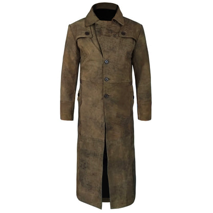Brown Leather Duster Coat For Men