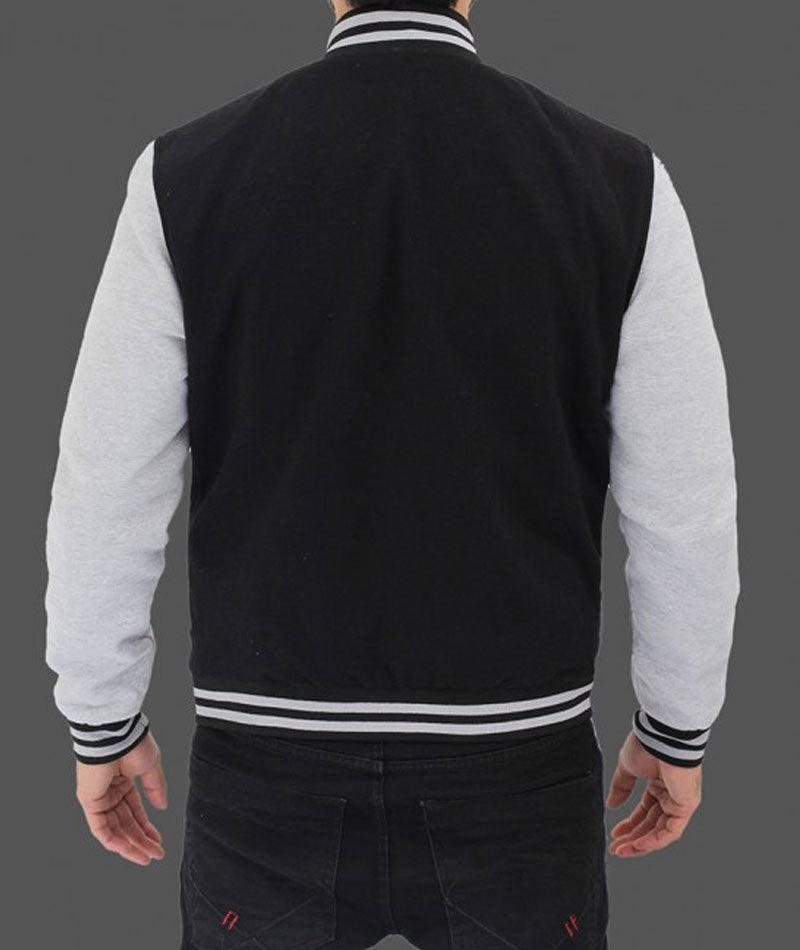 Men's Baseball Black and Grey Letterman Jacket