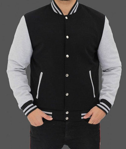 Men's Baseball Black and Grey Letterman Jacket