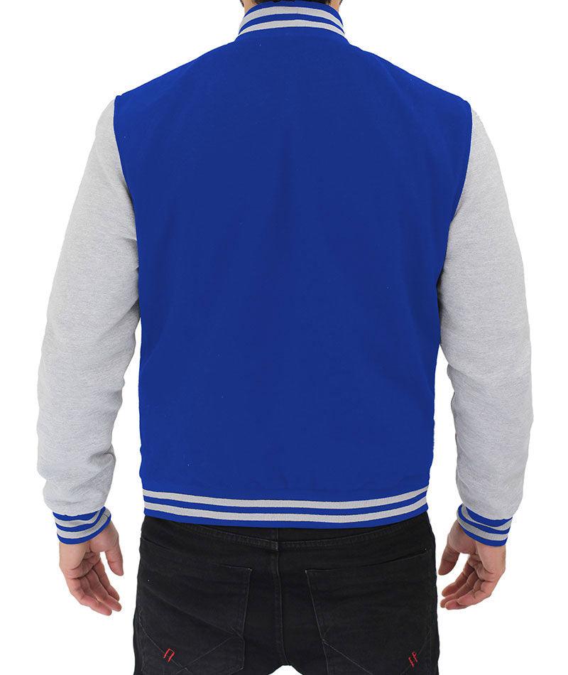 Men's Baseball Style Grey and Royal Blue Varsity Jacket