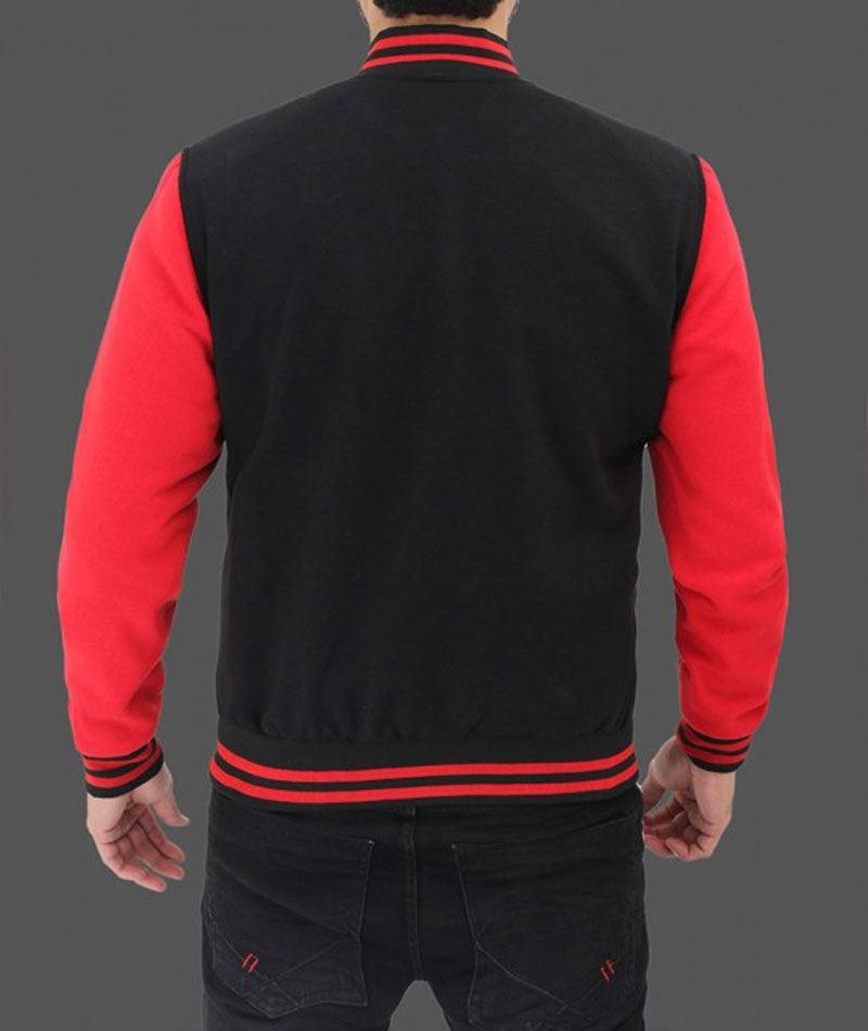 Men's Baseball Style Red and Black Varsity Jacket