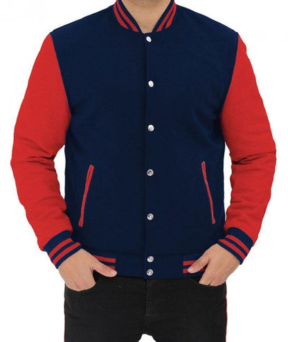 Men's Baseball Style Red and Blue Varsity Jacket