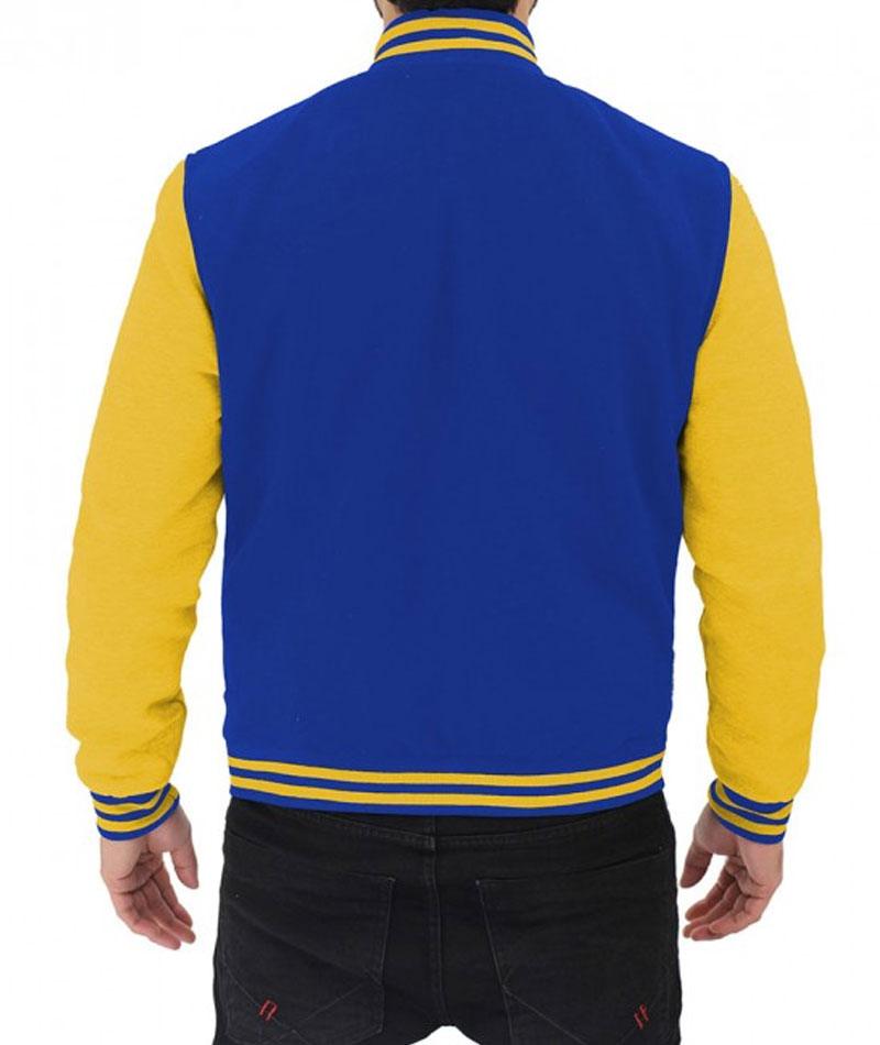 Blue and Yellow Varsity Jacket For Men