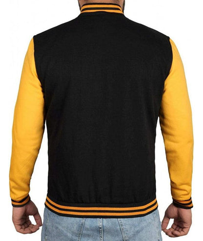 Men's Black and Yellow Varsity Jacket