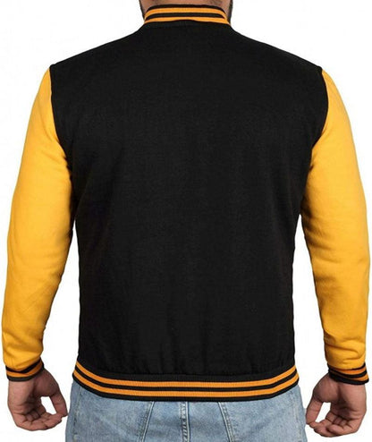 Men's Black and Yellow Varsity Jacket