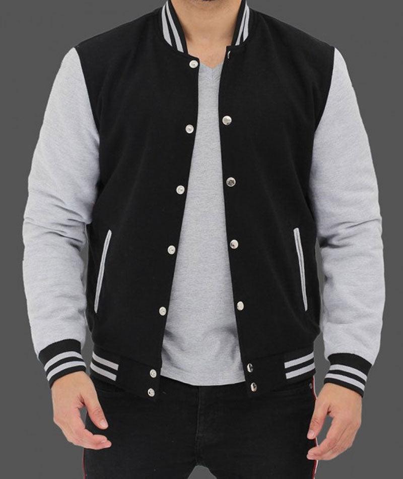 Men's Baseball Black and Grey Letterman Jacket