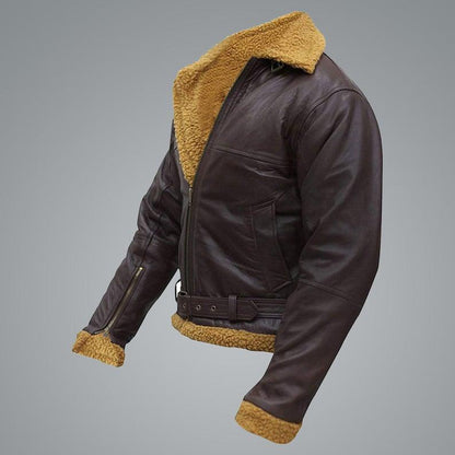 Men's Chocolate Brown B3 Flying Aviator Pilot Shearling Jacket