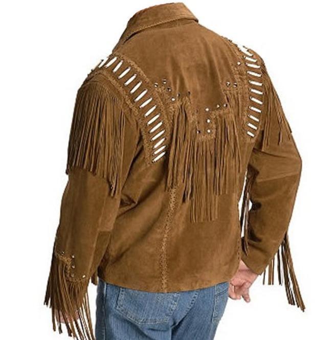 Men's Western Suede Jacket, Brown Fringe Cowboy Jacket