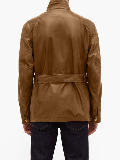 Men's Brown Utility Leather Jacket