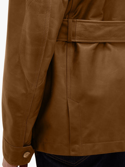 Men's Brown Utility Leather Jacket