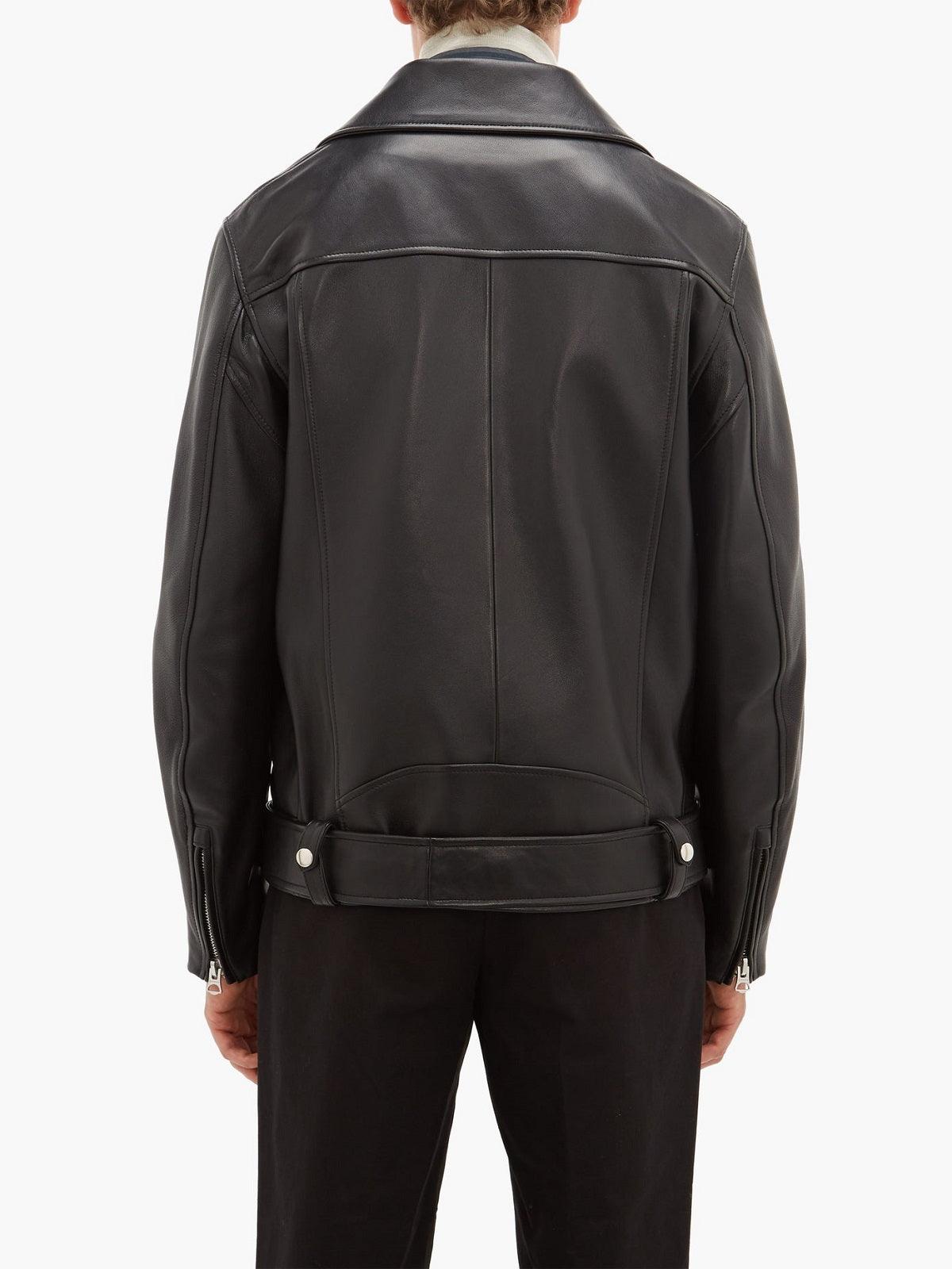 Classic Black Biker Leather Jacket For Men
