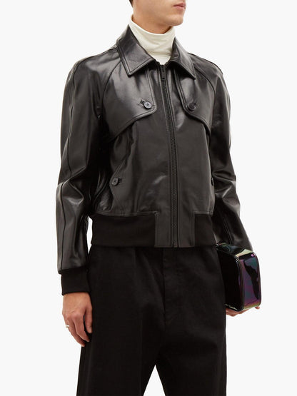 Classic Black Leather Jacket For Men