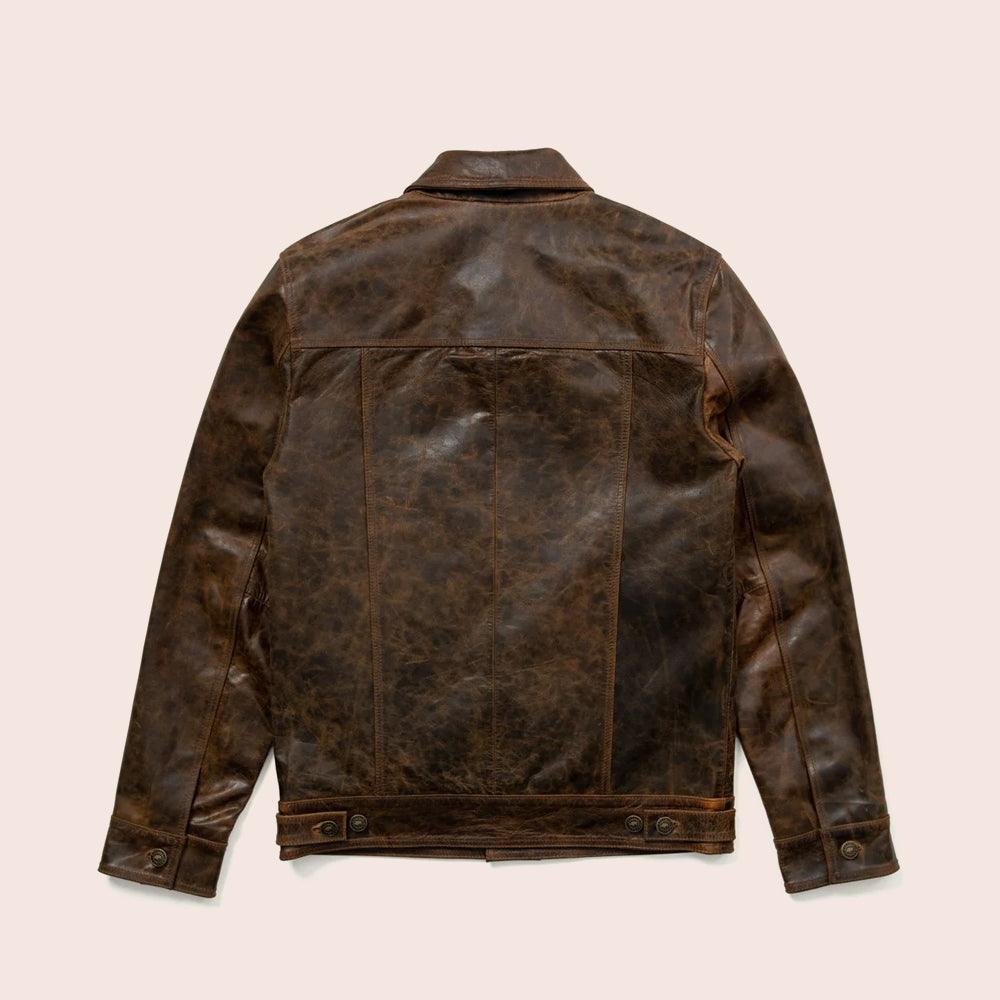 Men's Lambskin Iconic Brown Trucker Leather Jacket