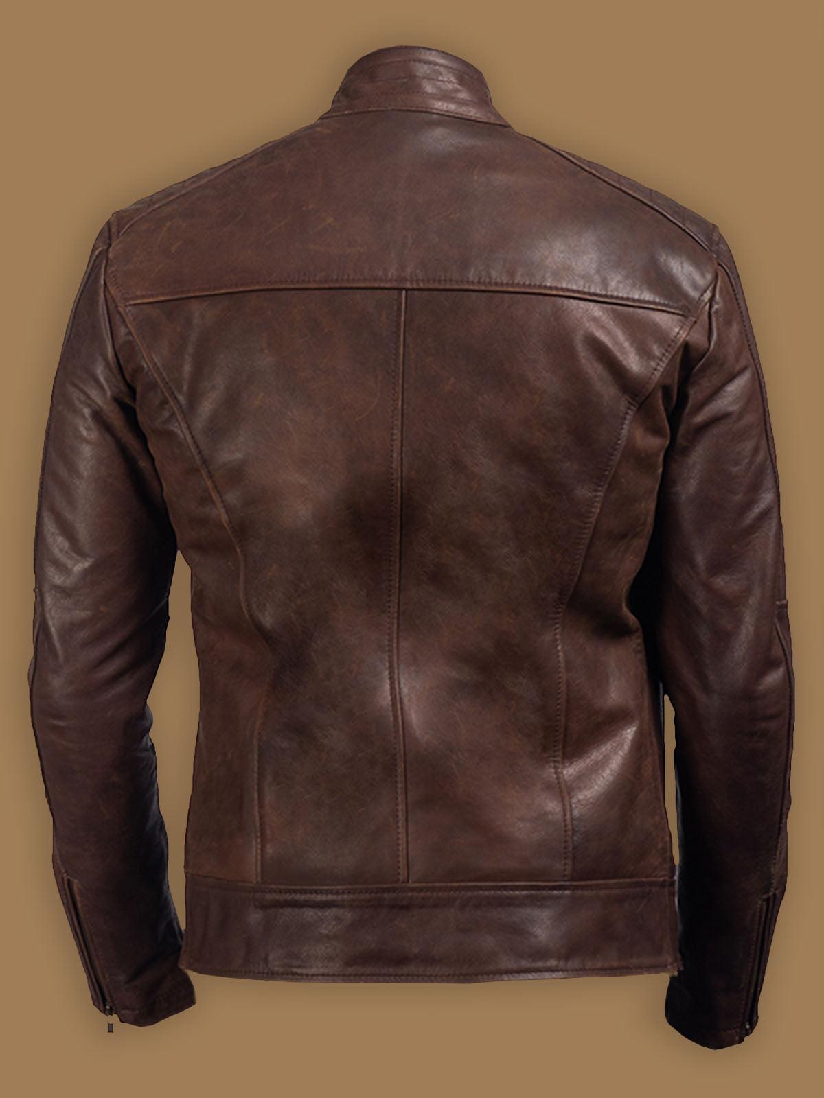 Polish Brown Leather Jacket For Men