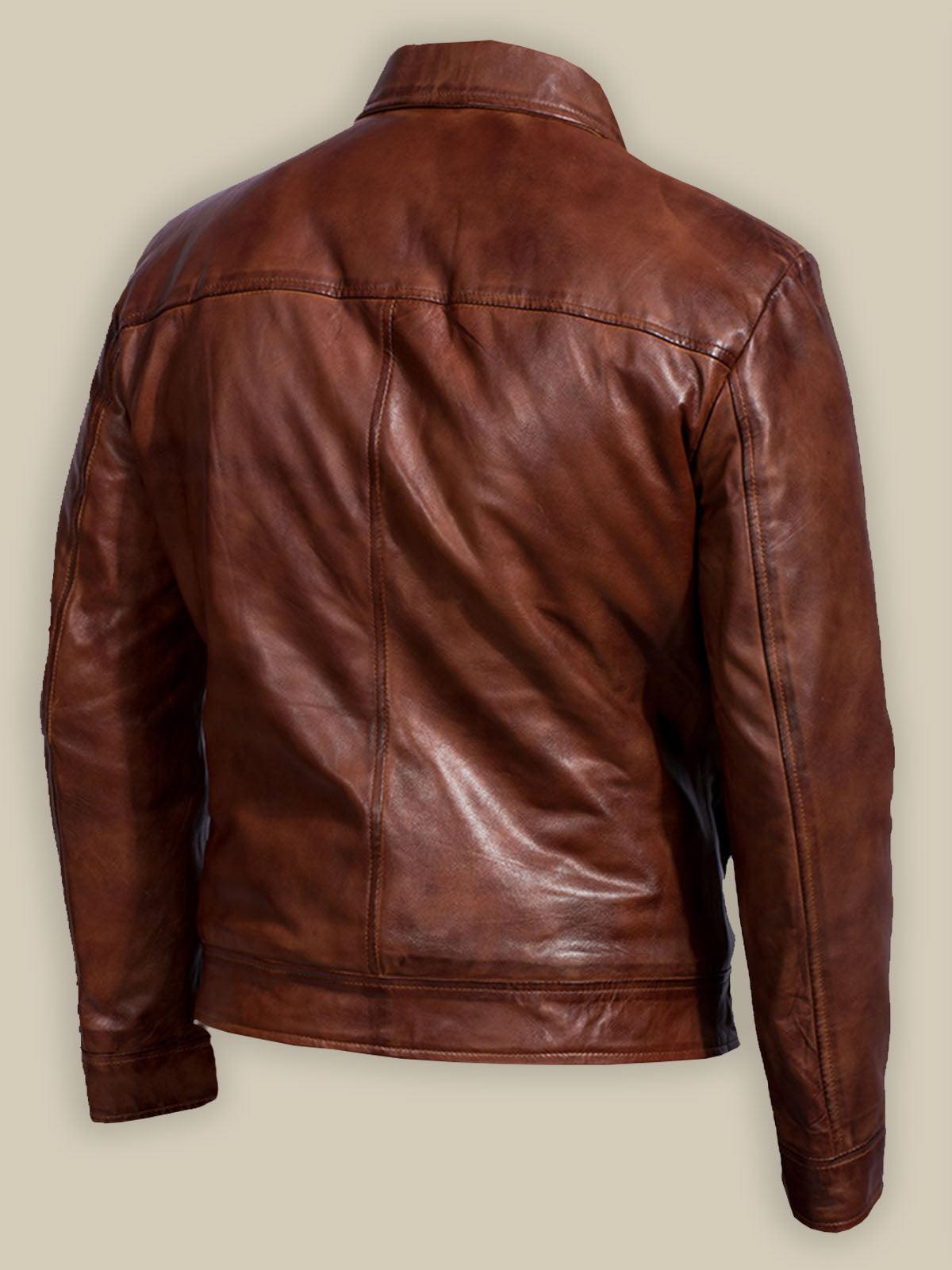 Reddish Brown Leather Jacket For Men