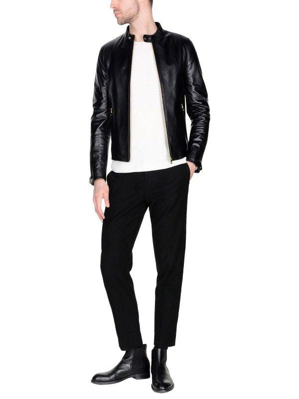 Black Shinny Leather Jacket For Men