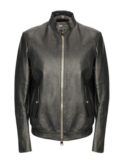 Shinny Jet Black Leather Jacket For Men