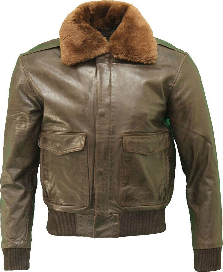 Men's American Style A2 Flying Pilot Brown Leather Bomber Jacket