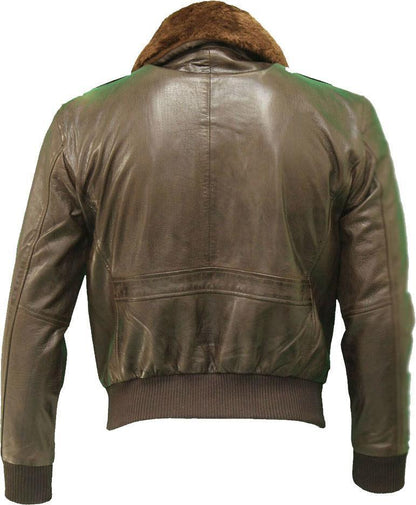 Men's American Style A2 Flying Pilot Brown Leather Bomber Jacket