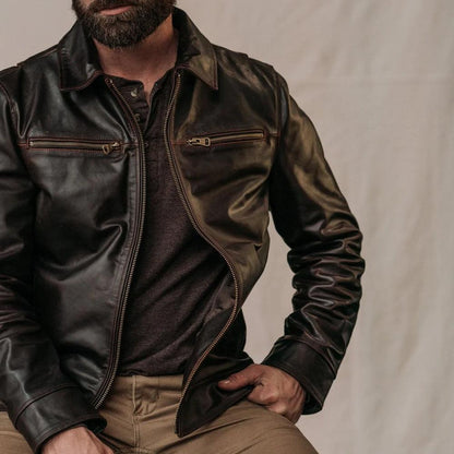 Men's Classic Brown Flight Leather Jacket