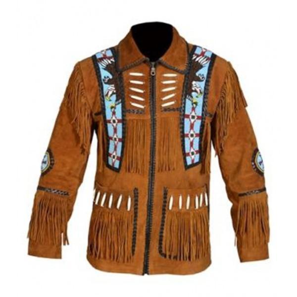 Men's Brown Cowboy Genuine Suede Western Jacket, Cowboy Suede Jacket With Fringes
