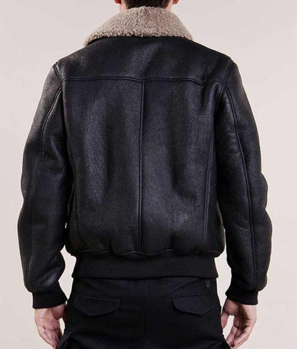 Men's Aviator Bomber Black Leather Jacket