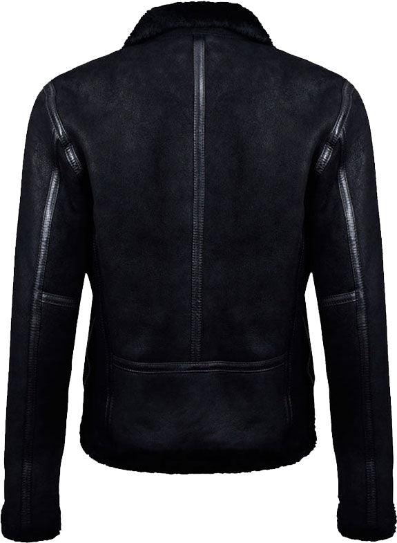 Men's Black Biker Leather Jacket With Fur
