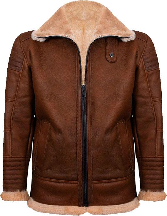 Men's Brown Nappa Leather Jacket With Fur