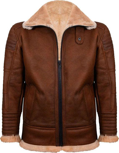 Men's Brown Nappa Leather Jacket With Fur