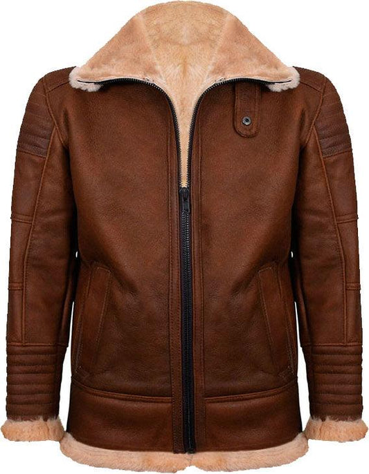 Men's Brown Nappa Leather Jacket With Fur