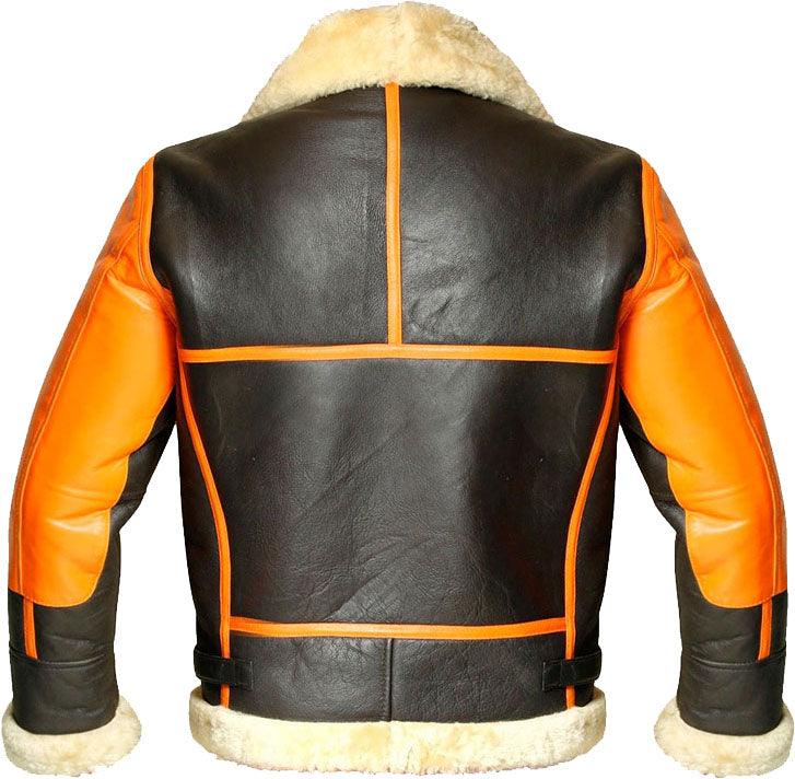 Men's Brown Real Bomber Leather Jacket With Fur