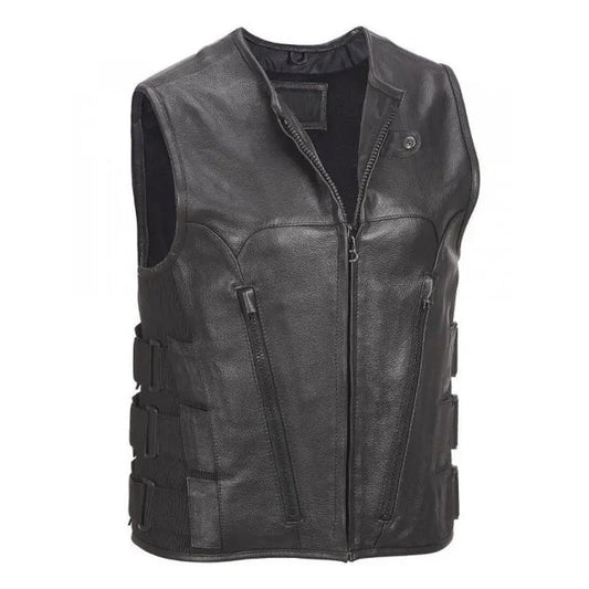 Men's Commando Style Motorcycle Leather Vest